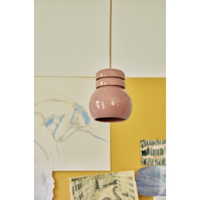 Lampa wisząca, ceramiczna Bulb, różowa, HKLiving