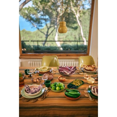 Lampa wisząca, ceramiczna Bulb, musztardowa, HKLiving