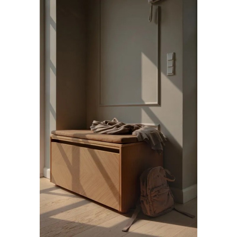 Hideaway ławka ze schowkiem i poduszką sugar brown, plecionka wiedeńska, Umage