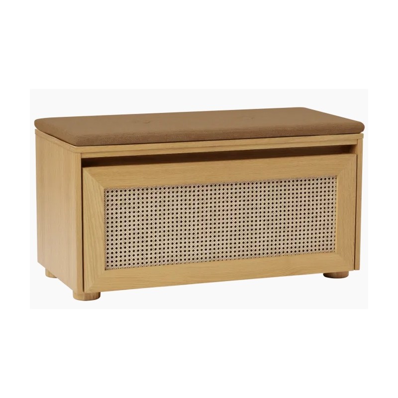 Hideaway ławka ze schowkiem i poduszką sugar brown, plecionka wiedeńska, Umage