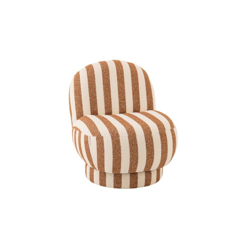 Fotel Strip w pasy, biało karmelowy, J-Line