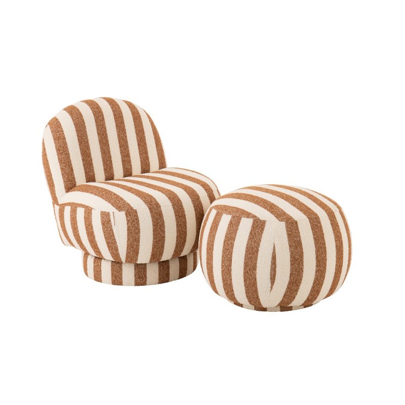 Fotel Strip w pasy, biało karmelowy, J-Line