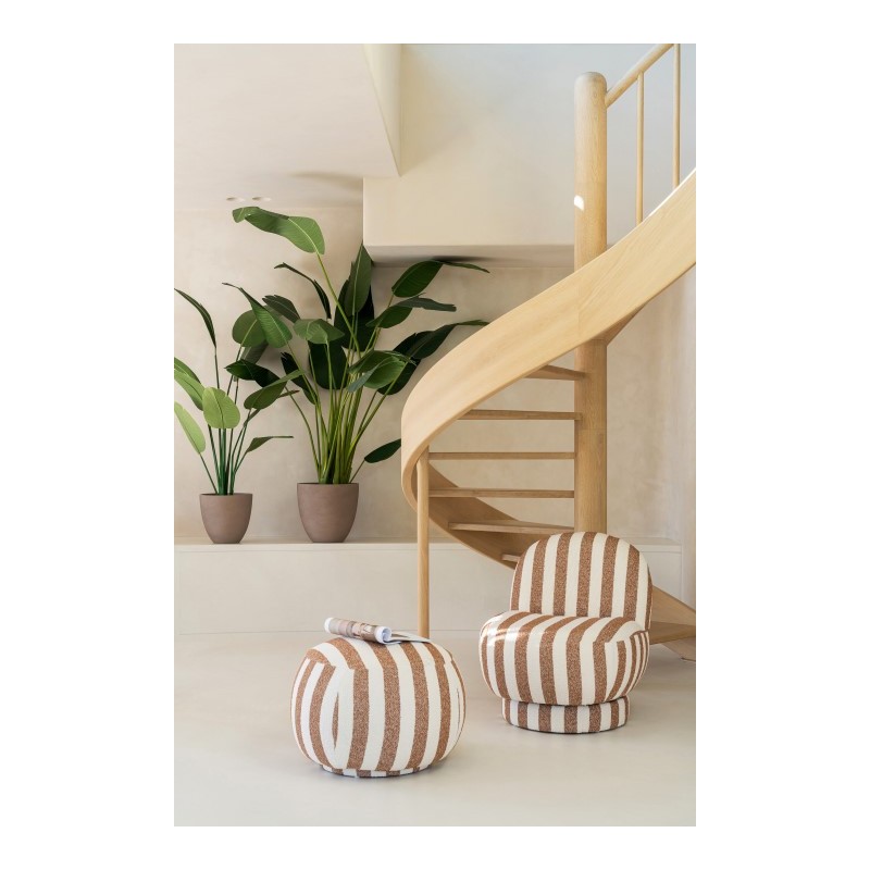 Fotel Strip w pasy, biało karmelowy, J-Line