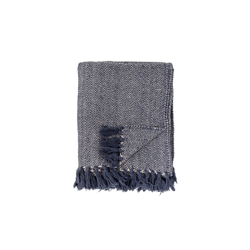 Herringbone pled, niebieski, Bawełna, Bloomingville