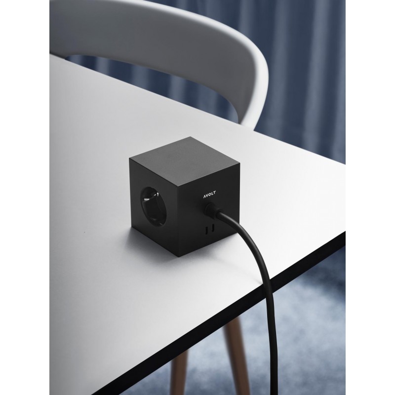 Listwa zasilająca Square z magnetyczną podstawą, 1,8m, czarna, Avolt