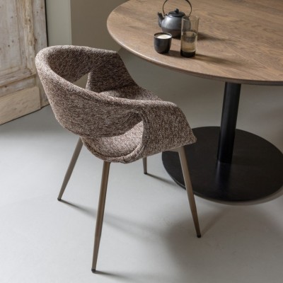 Krzesło do jadalni Yossi, brązowe, metalowe nogi, Woood