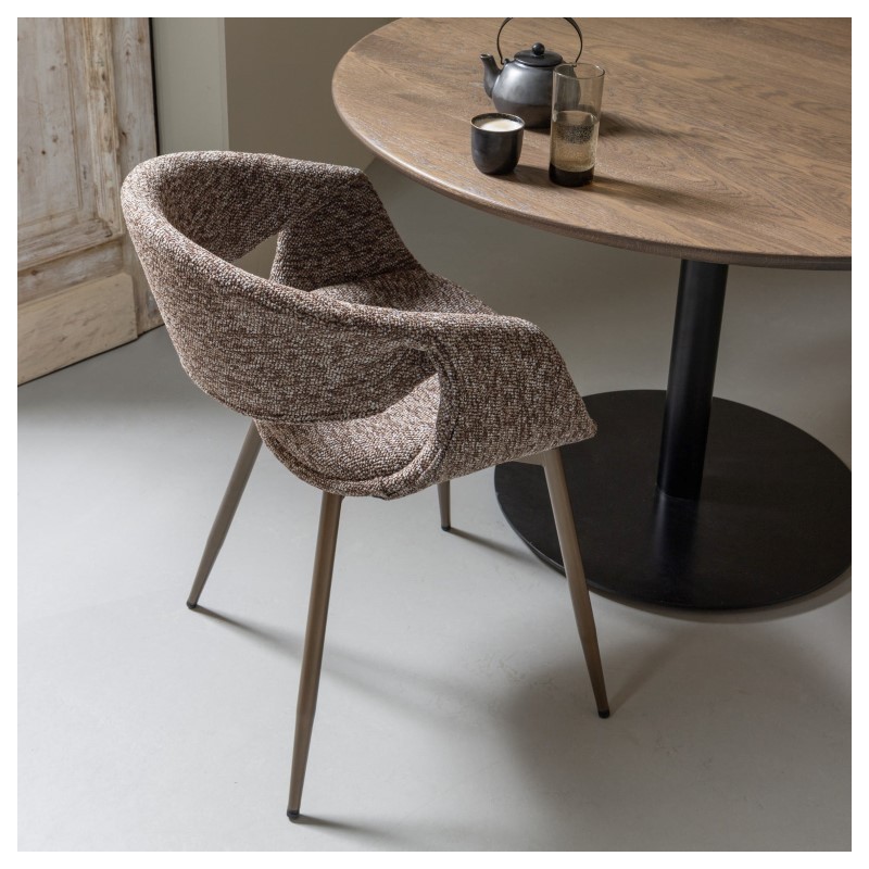 Krzesło do jadalni Yossi, brązowe, metalowe nogi, Woood