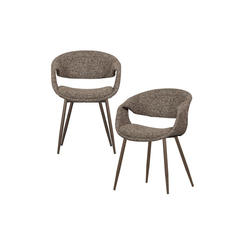 Krzesło do jadalni Yossi, brązowe, metalowe nogi, Woood