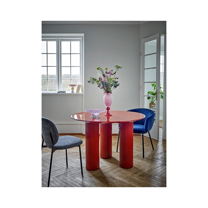 Okrągły stół do jadalni Della, czerwony, MDF, Bloomingville