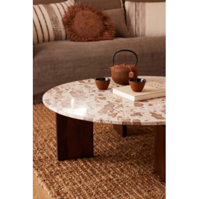 Stolik kawowy Mathilde 90 cm, marmur, beżowy, J-Line