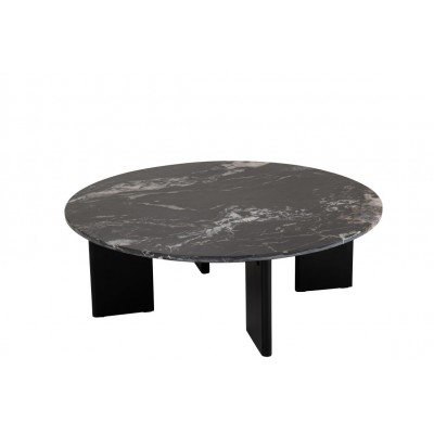 Stolik kawowy Mathilde 90 cm, marmur, czarny , J-Line