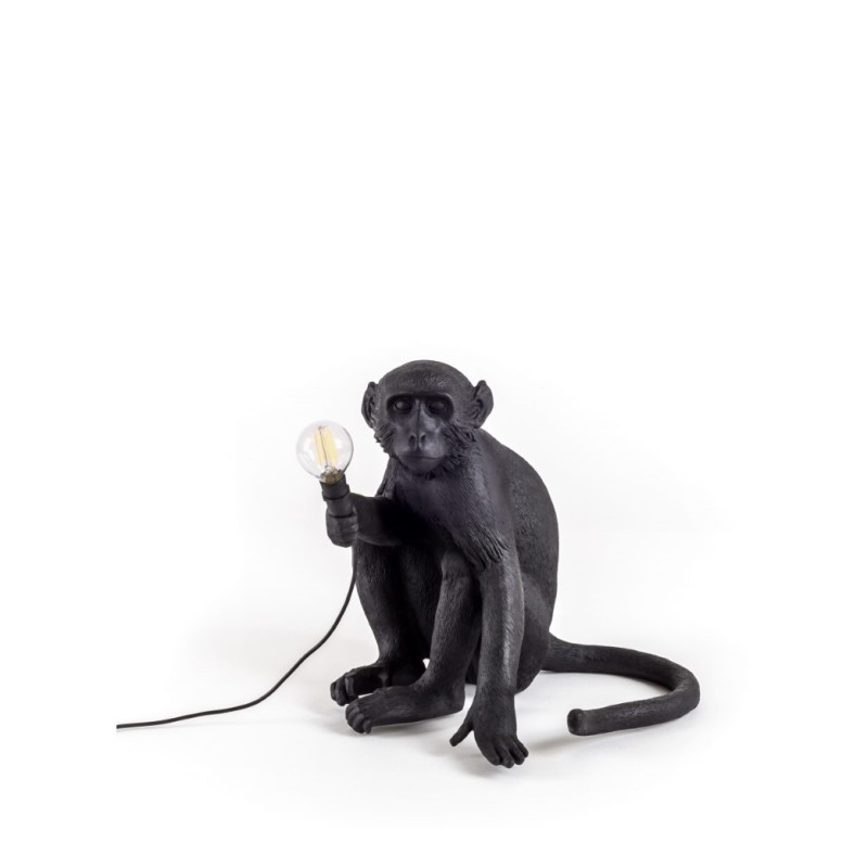 Lampa stołowa Monkey Sitting, czarny, Seletti